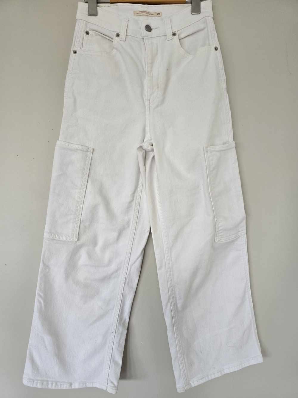 Levi's White High-Waisted Wide-Leg Crop Jeans Size 24